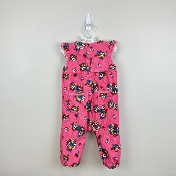 Mini Boden Pink Floral Corduroy Jumpsuit Overalls 12-18 Months - Picture 7 of 9